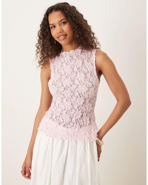 ASOS Textured Lace Tank Top - Pink