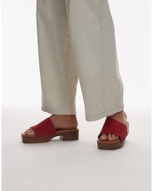 TOPSHOP – hamilton – clogs aus wildleder - Rot