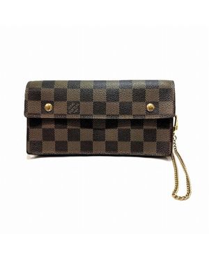 BoohooMAN Louis Vuitton Preloved Damier Ebene Canvas Pochette Chain Wallet Unisex - Brown - Black