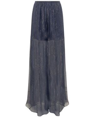 Rochas Sheer Wide Leg Pants - Blue