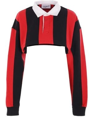 VAQUERA Gestreiftes Cropped-Rugby-Shirt - Rot