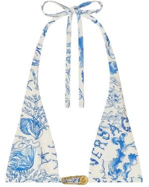Versace Underwater Barocco Triangel-Bikinitop - Blau