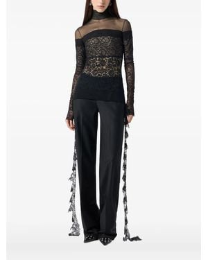 Blumarine Top de encaje con cuello falso - Negro