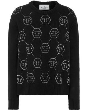 Philipp Plein ビジューロゴ プルオーバー - ブラック