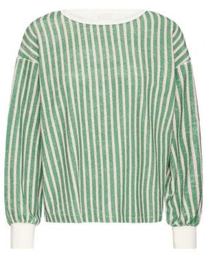 Ichi Blaues Sweatshirt Mit Bootsausschnitt - Grün