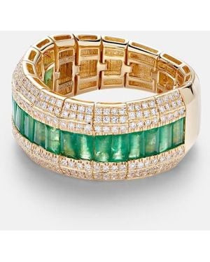 SHAY 18Kt Ring With Emeralds And Diamonds - White