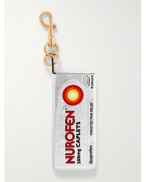 Anya Hindmarch Nurofen Schlüsselanhänger Aus Leder Mit Goldfarbenen Details - Weiß