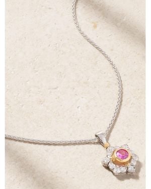 Buccellati Kette Aus 14 Karat Weiß- Und Gelbgold Mit Saphir Und Diamanten - Natur