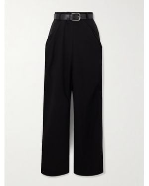 Loewe Belted Draped Cotton-Twill Trousers - Black
