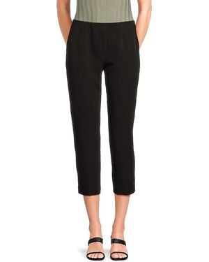 ecru Crop Straight Leg Trousers - Black