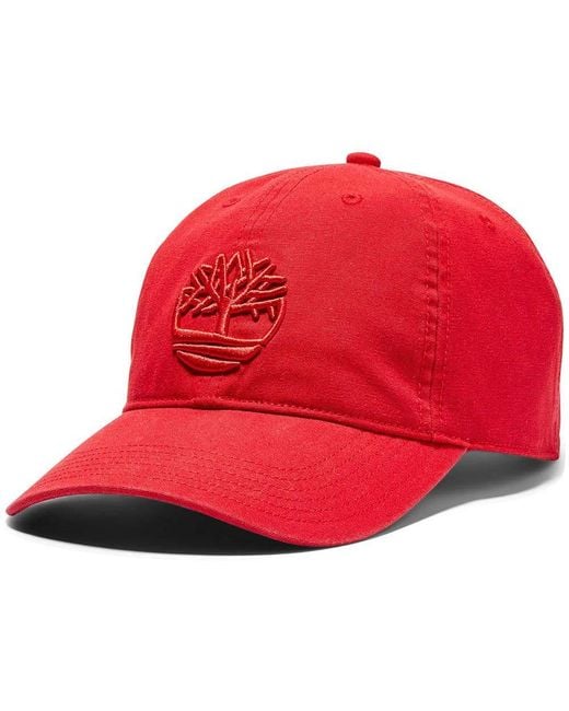 Timberland Red Soundview Cotton Canvas Hat Baseball Cap for men