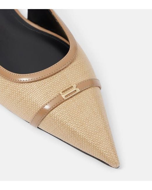 Victoria Beckham Brown Slingback-Ballerinas Aus Raffiabast Mit Leder