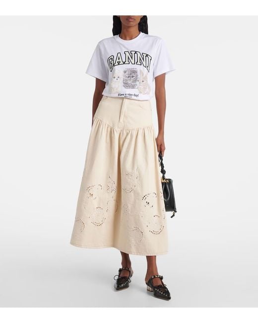 Ganni Natural Maxirock Aus Denim