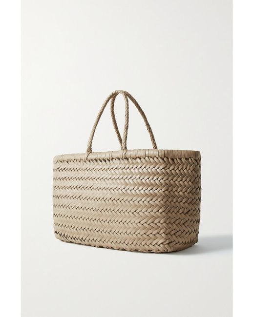 Dragon Diffusion Natural Bamboo Triple Jump Small Woven Leather Tote